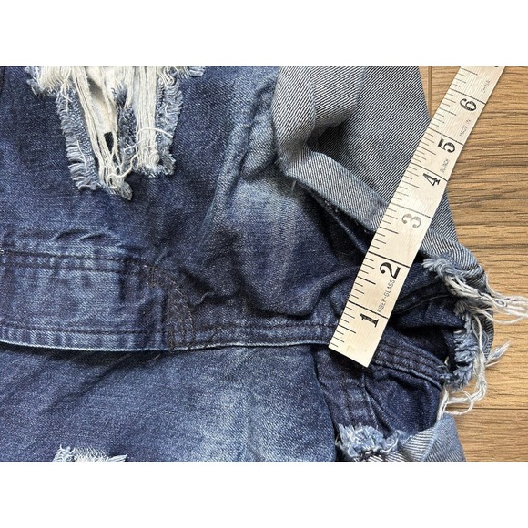 One Teaspoon Outlaws Shorts Sz 27 Cutoff 100% Cotton Denim Dark Wash Distressed - Picture 3 of 6